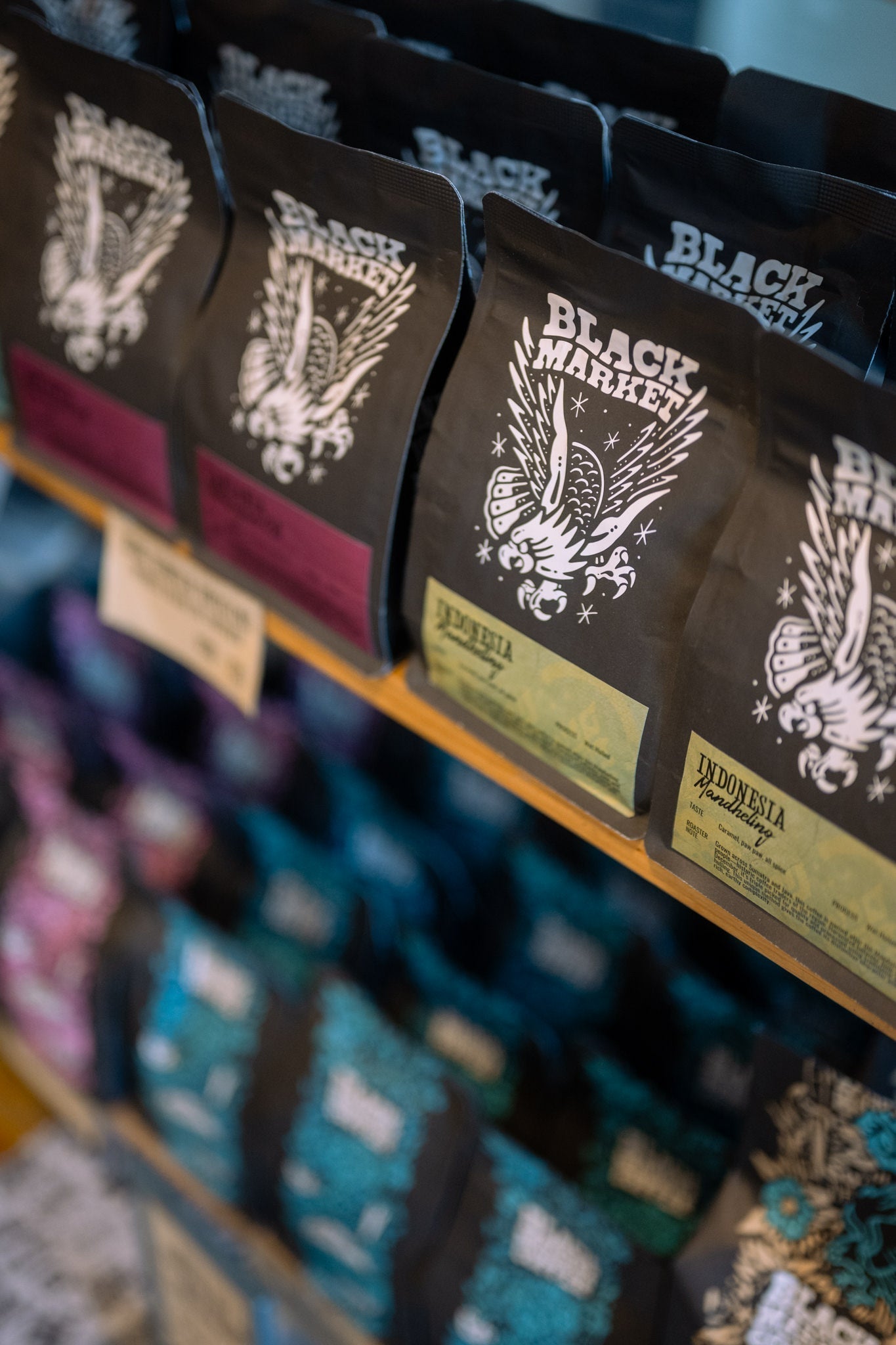 Freshly roasted specialty coffee beans at Black Market Coffee, Sydney