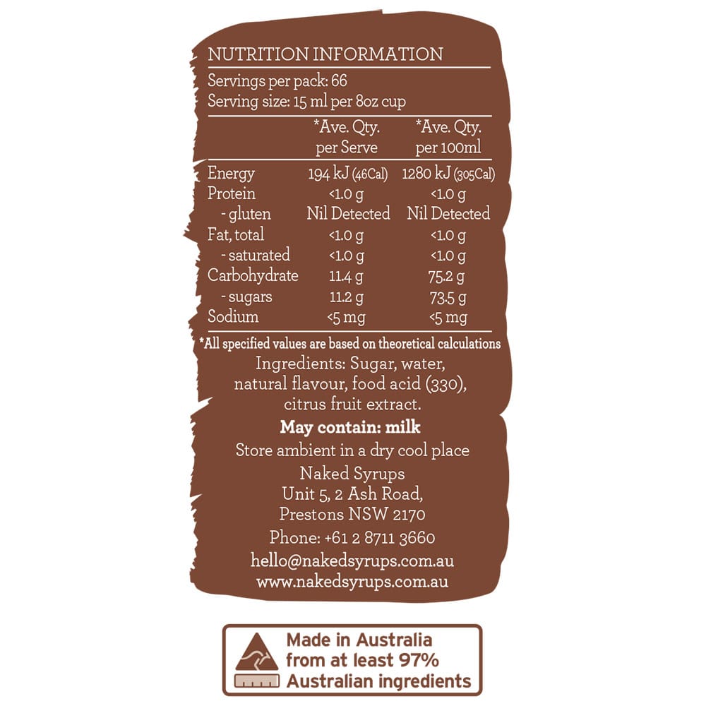 Nutrition information caramel syrup