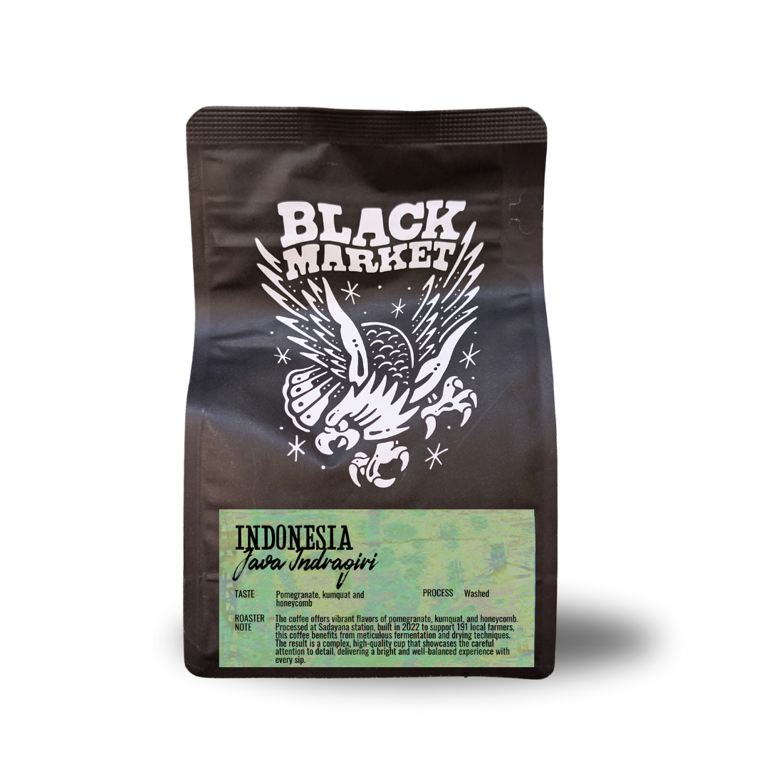 Indonesia Java Indrigari washed coffee bag from BlackMarket Coffee