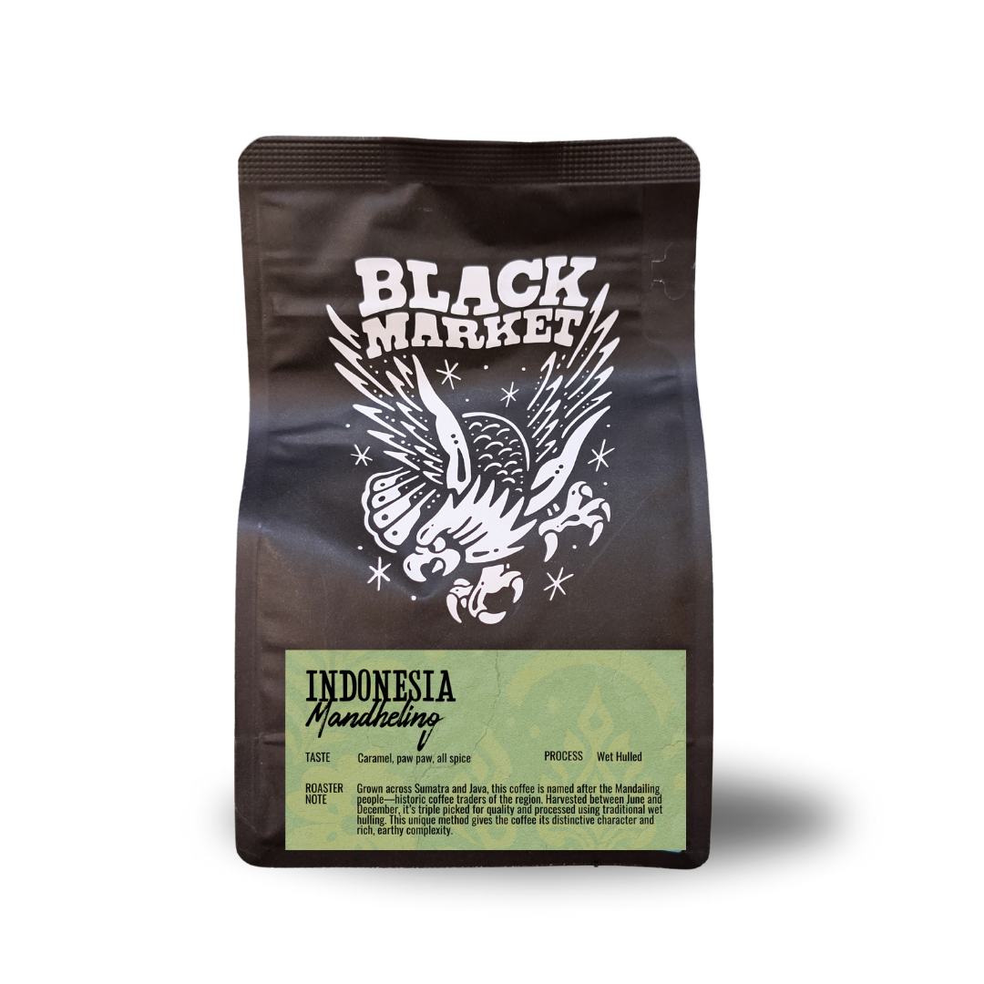 Indonesia Manheling wet hulled coffee bag from BlackMarket Coffee