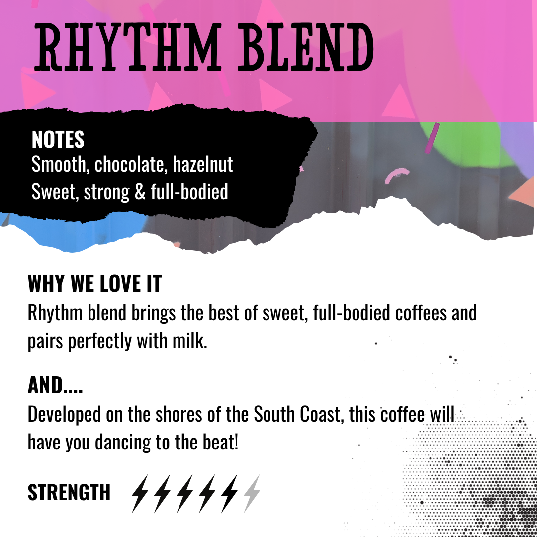 Tasting notes of our Rhythm Blend, available as 5kg box
