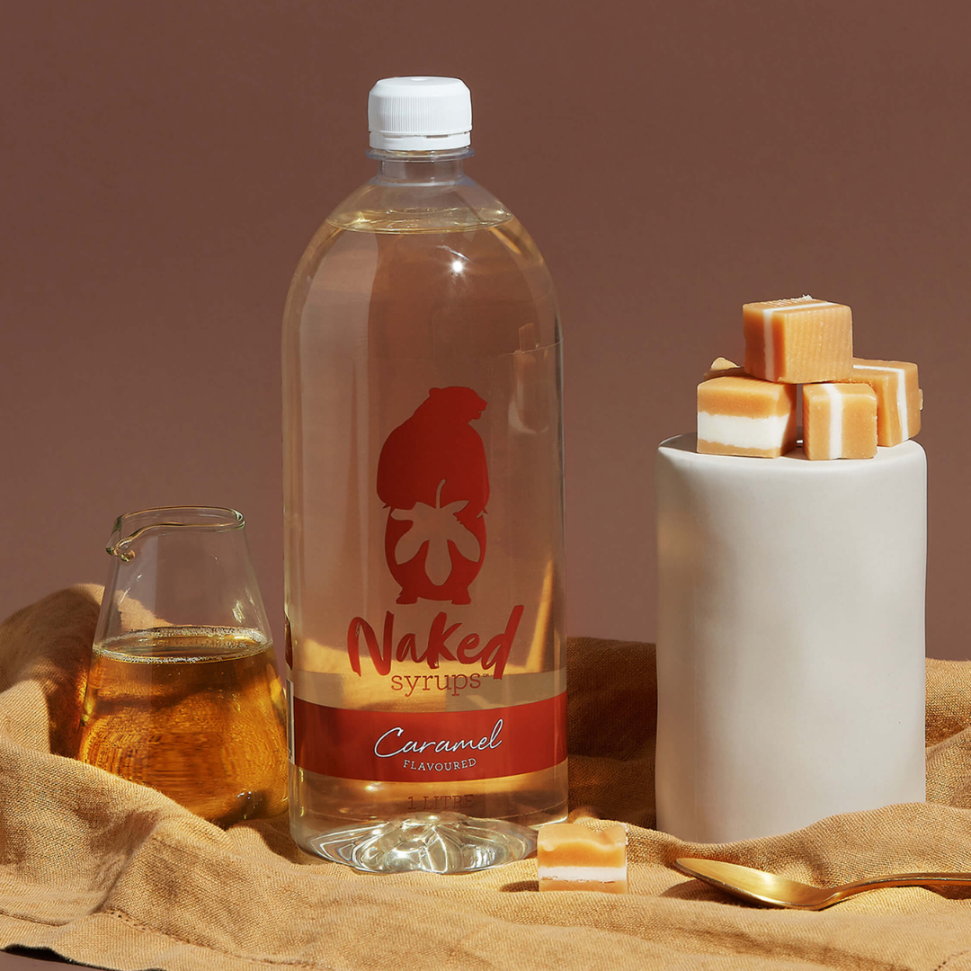 Naked syrups caramel flavour, by Black Market Coffee 