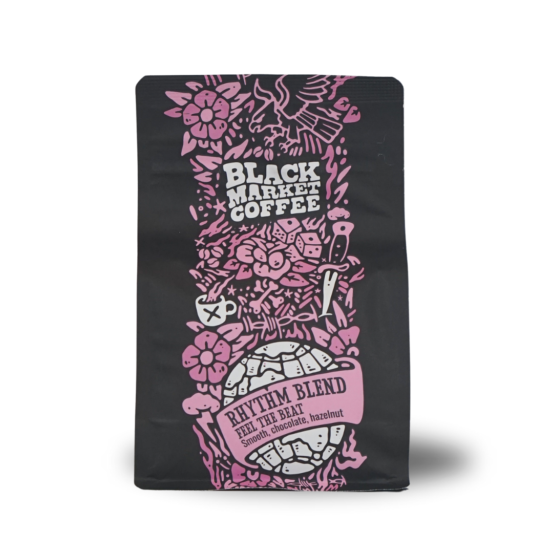 Rhythm Blend medium-dark roast coffee beans BlackMarket Coffee